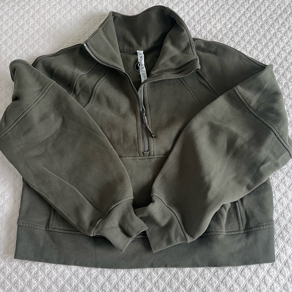 Lululemon Olive half Zip-Up Scuba - size M/L